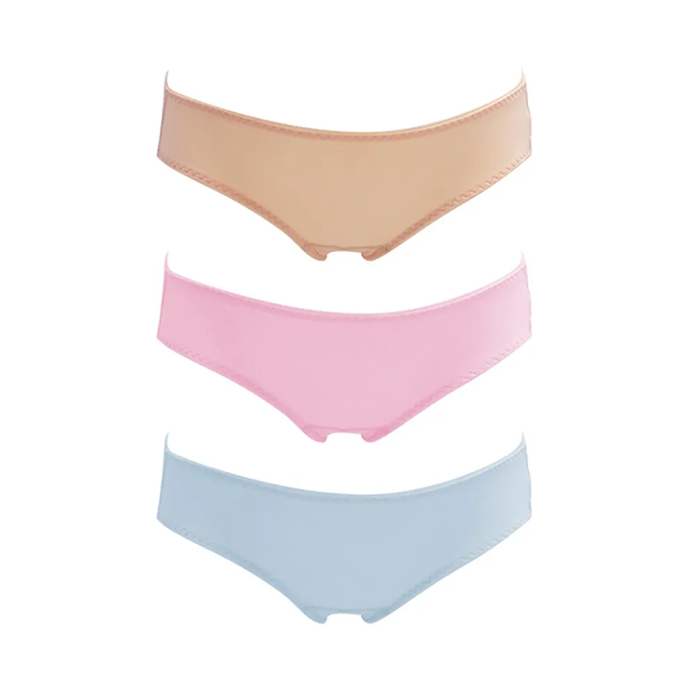 【Gennies 奇妮】歐歐咪妮系列-3件組*粉彩系孕婦低腰內褲(粉/膚/藍A12CMKA02)