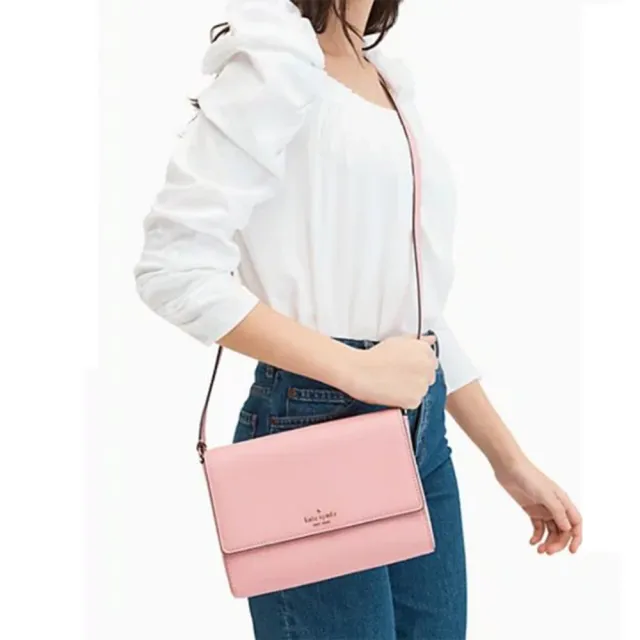 【KATE SPADE】新款 防刮牛皮 側背包 斜背包 馬鞍包 黑色(下單再送同款短夾)