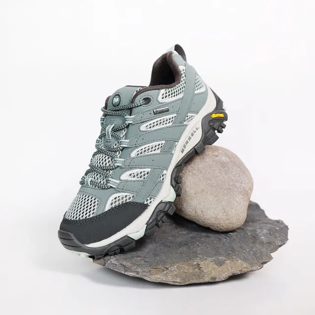 【MERRELL】戶外鞋 Moab 2 GTX 運動 女鞋 登山 越野 耐磨 黃金大底 防潑水 穩定 綠 米(ML033468)