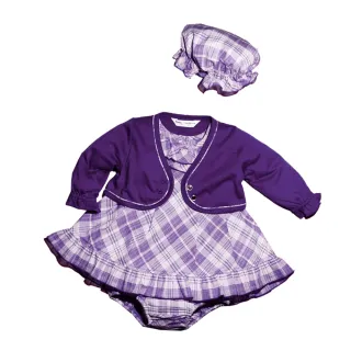【Kinloch Anderson 金安德森】春夏彌月禮盒-休閒格子小外套短裙套裝(紫色)