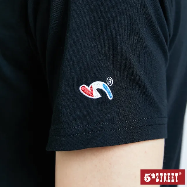 【5th STREET】男LOGO文字印花短袖T恤-黑色