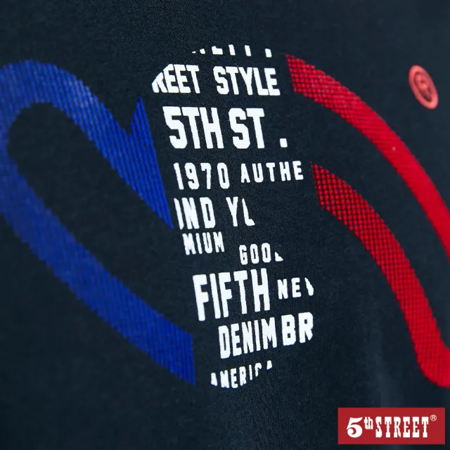 【5th STREET】男LOGO文字印花短袖T恤-黑色