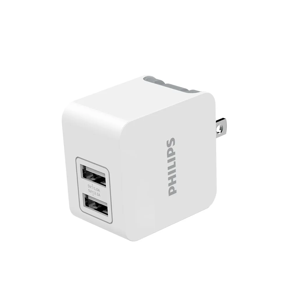 【Philips 飛利浦】10.5W USB 2孔快充充電器(DLP3012)