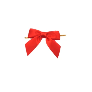 【kiret】禮物包裝蝴蝶結封口帶 餅乾西點分裝束帶 送禮DIY紅色緞帶 超值50入(封口繩 紮絲紮線 鐵絲束口)