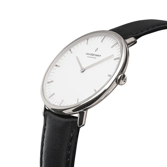 【Nordgreen】本真 40mm 月光銀殼×白面 米蘭錶帶+藍尼龍錶帶+極夜黑皮錶帶 組合裝(NR40SIXXMESINYNALEBL)