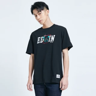 【EDWIN】男裝 鐵金剛聯名款 LOGO短袖T恤(黑色)