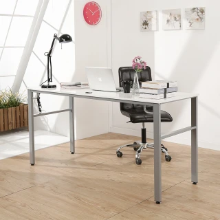 【BuyJM】低甲醛木紋白160公分附線孔蓋穩重工作桌(電腦桌)