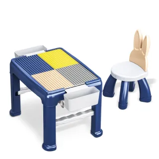【kikimmy】小兔多功能學習積木桌椅組(加贈60PCS積木)