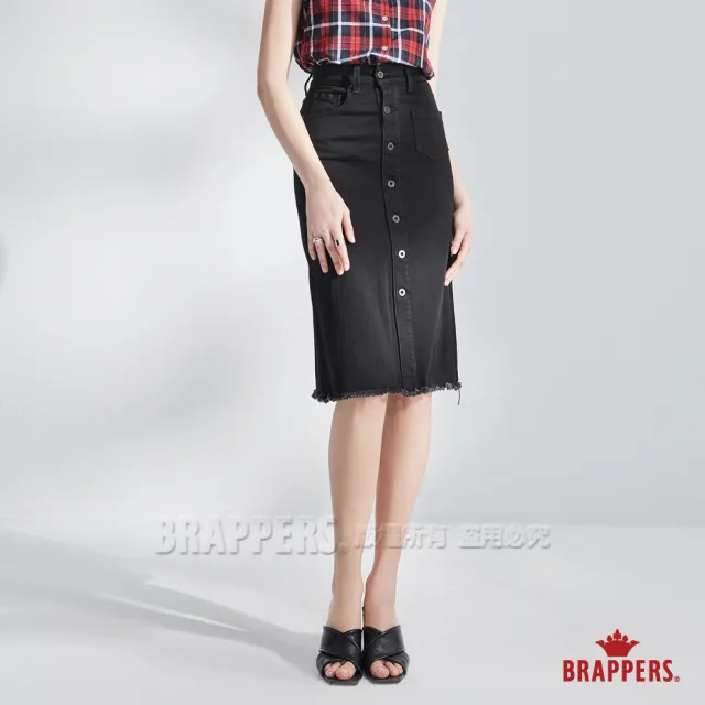 【BRAPPERS】女款 新美腳 ROYAL系列-彈性排釦七分裙(黑)