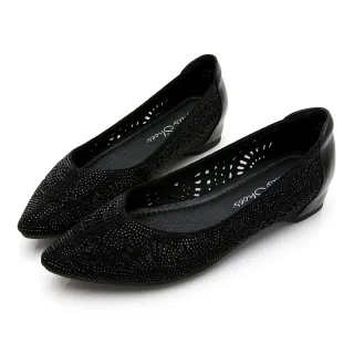 【GDC】宴會水鑽炫目尖頭平底包鞋-黑色(014818)