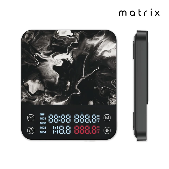 【Matrix】M1 PRO 小智 義式手沖LED觸控雙顯咖啡電子秤(TypeC充電/粉液比/分段注水/硅藻土吸水墊)