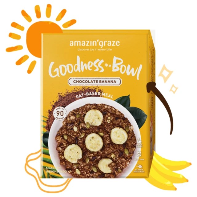 【Amazin graze】沖泡式堅果穀物燕麥片-巧克力香蕉(40gx6包/盒)