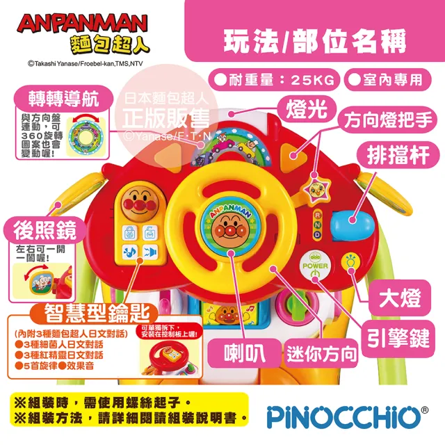 【ANPANMAN 麵包超人】麵包超人 趣味推式防側翻學步車DX FUN(10個月-5歲 /益智玩具)