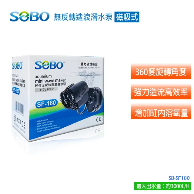 【SOBO 松寶】SOBO 無反轉造浪潛水泵-磁吸式(造浪機 最大出水量3000L/H)