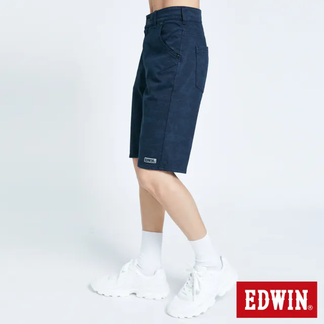 【EDWIN】男裝 JERSEYS 棉涼感迷彩EJ2迦績短褲(黑藍色)