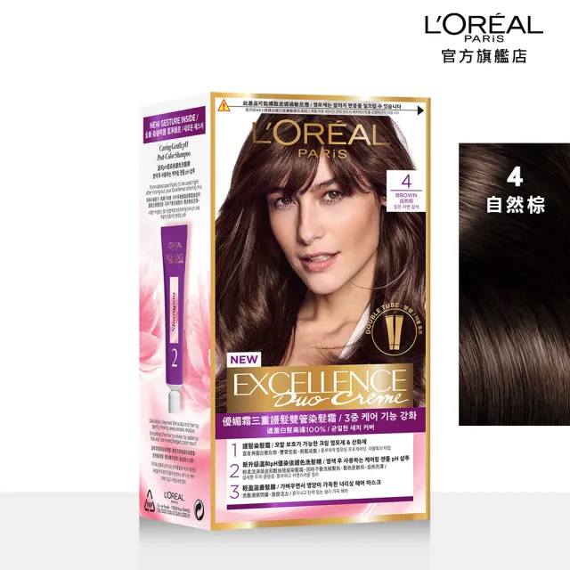 【LOREAL Paris 巴黎萊雅】優媚霜三重護髮雙管染髮霜(8色任選)