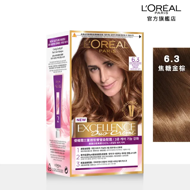 【LOREAL Paris 巴黎萊雅】優媚霜三重護髮雙管染髮霜(8色任選)