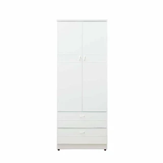 【南亞塑鋼】2.2尺二開門二抽塑鋼衣櫃(白色)