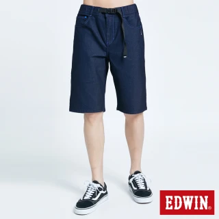 【EDWIN】男裝 JERSEYS X EF 釦環迦績短褲(原藍色)