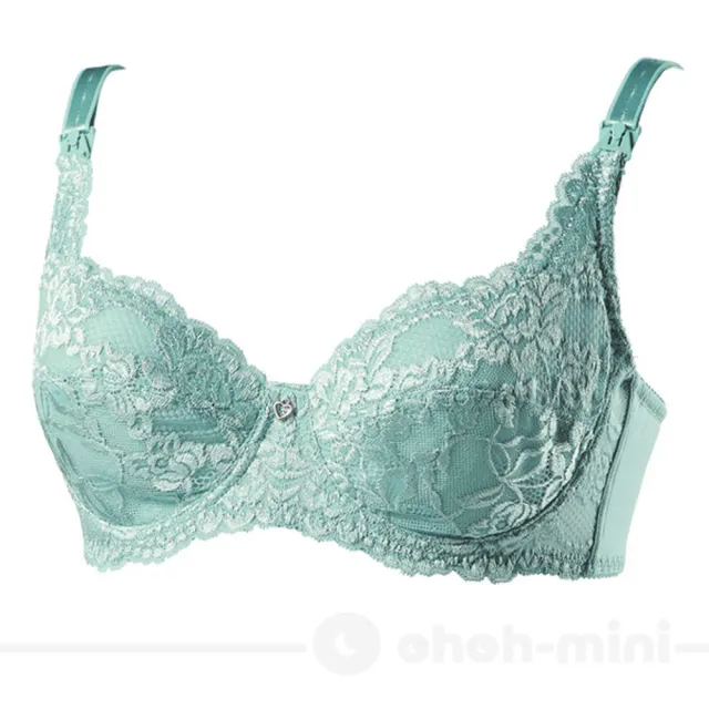【Gennies 奇妮】哺乳內衣 浪漫蕾絲軟鋼圈內衣 歐歐咪妮(天空藍)