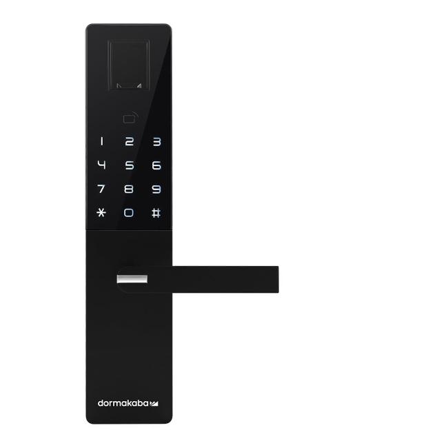 dormakaba FSL-800 五合一電子鎖，支援藍芽APP、指紋、感應卡（悠遊卡、一卡通、dormakaba專用卡）、密碼、鑰匙多種開門方式。可登入100張感應卡及100組指紋，使用者密碼8-12位數，適用門厚4-11cm。使用8顆3號AA鹼性電池，緊急電源9V電池，電池壽命依使用頻率，產地中國，保固二年，NCC認證CCAN19LP0140T3。外鎖及內鎖尺寸33.5x15.5x8cm，安全便捷的智慧門鎖選擇。