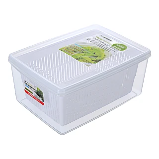 【愛收納】台製嚴選雙層1號瀝水籃保鮮盒12.6L(二入組)