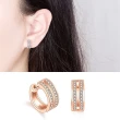 【Emi 艾迷】韓系細膩臻美雙排鋯石環繞 耳環 耳扣(永遠的君主同款)