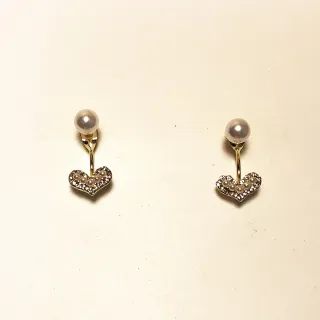 【Anpan】925銀針韓東大門前後扣一款二戴甜美珍珠愛心耳環