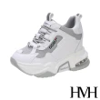 【HMH】百搭撞色網面拼接復古厚底氣墊內增高休閒鞋(灰)