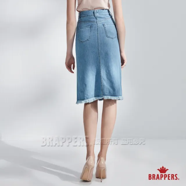 【BRAPPERS】女款 新美腳 ROYAL系列-全棉排釦七分裙(淺藍)