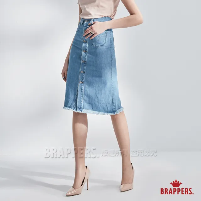 【BRAPPERS】女款 新美腳 ROYAL系列-全棉排釦七分裙(淺藍)