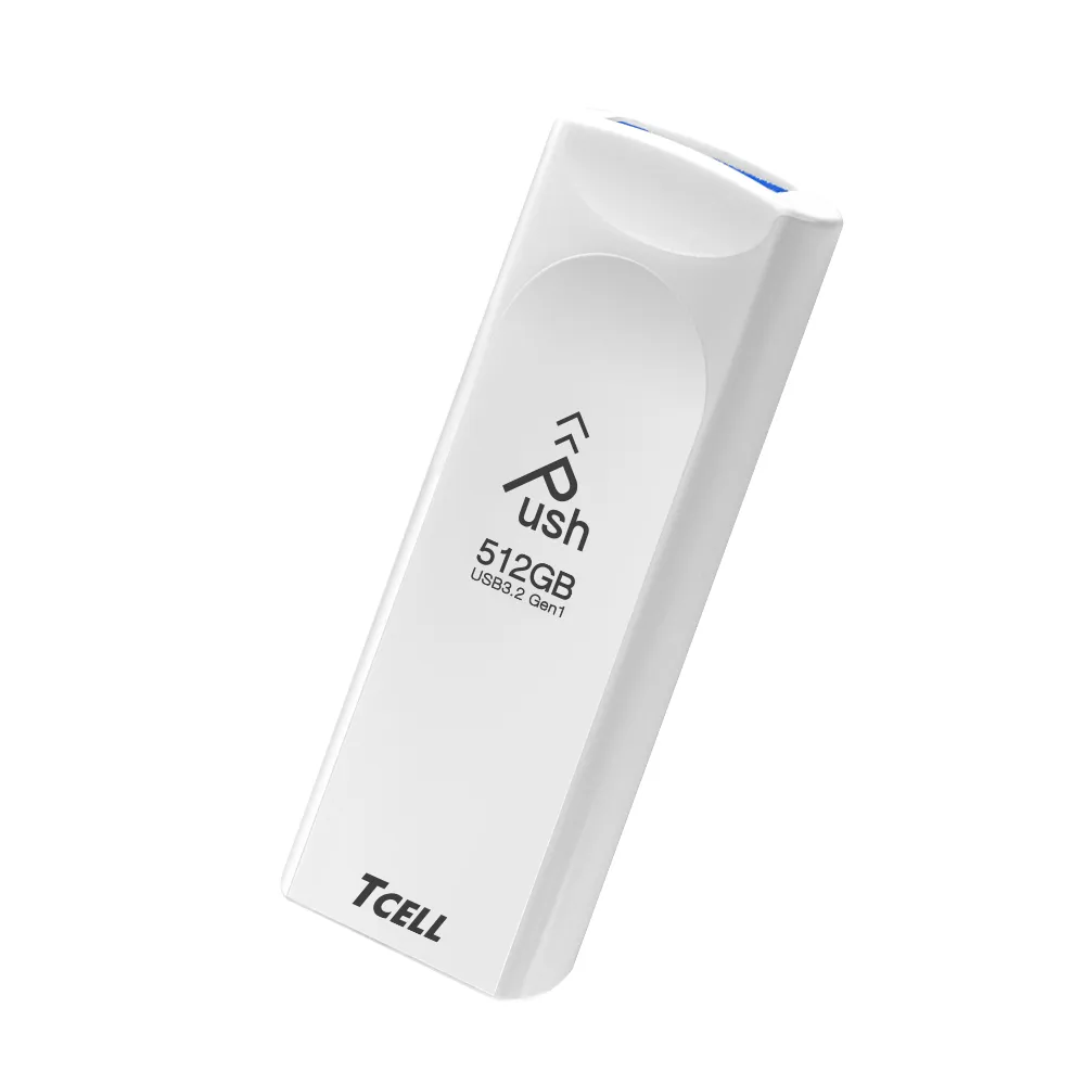 【TCELL 冠元】USB3.2 Gen1 512GB Push推推隨身碟(珍珠白)