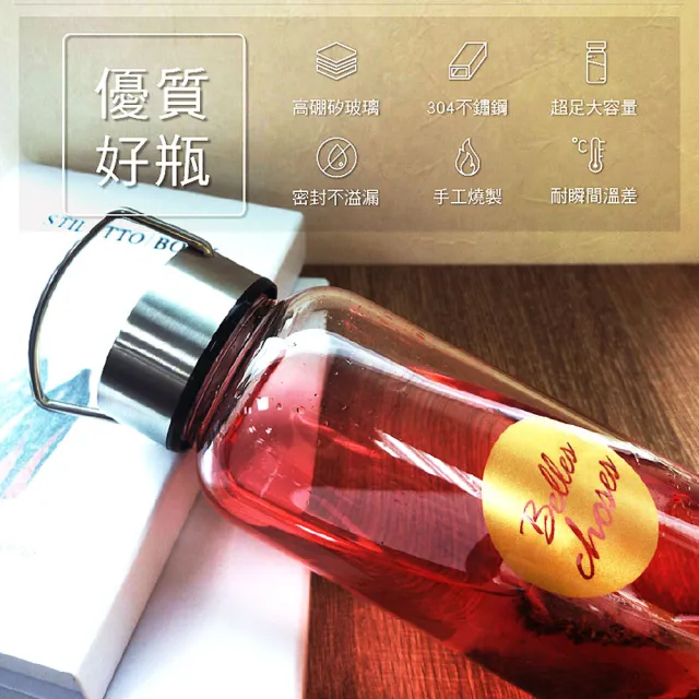 【FUJI-GRACE 日本富士雅麗】買1送1_高硼矽耐熱手提玻璃瓶1000ml 贈潛水布提袋(FJ-921*2)