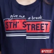 【5th STREET】女綁帶LOGO錯位短袖T恤-丈青