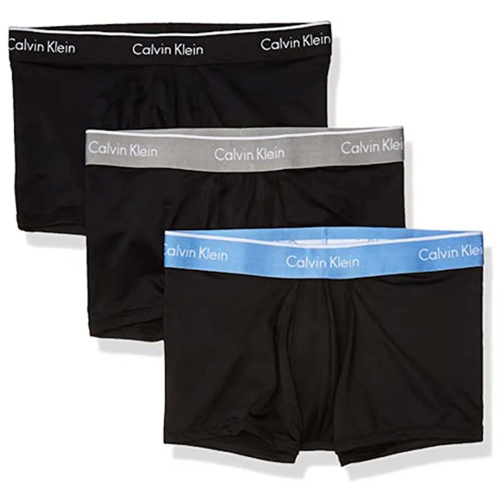 【Calvin Klein】男經典全棉彩色褲頭黑色四角內著3件組-網(預購)