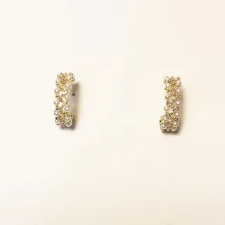 【Anpan】925銀針東大門C型簡約水晶珍珠耳環