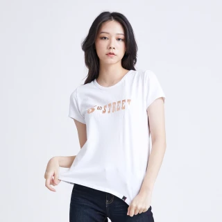 【5th STREET】女燙金LOGO印字短袖T恤-白色