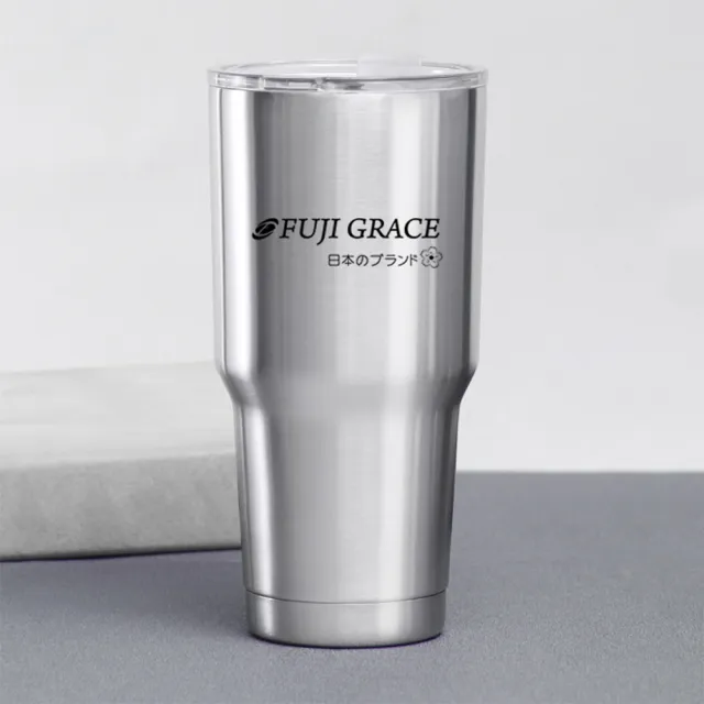【FUJI-GRACE 日本富士雅麗】雙層304不鏽鋼保冰保溫杯900ML全套組 買一送一(紙吸管6入)(保溫瓶)
