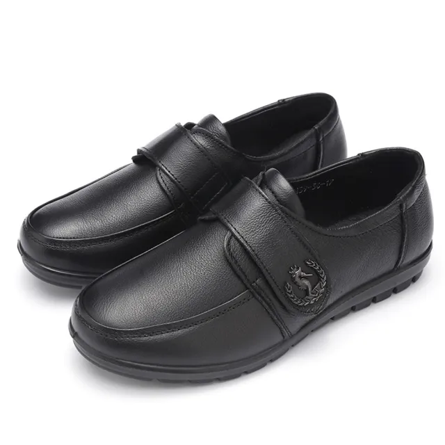 【Taroko】簡單人生純色舒適真牛皮平底休閒鞋(黑色)