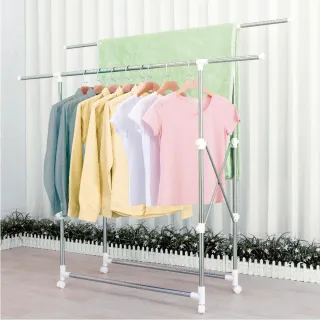 【雙手萬能】特選不鏽鋼二桿活動伸縮晾曬衣架(曬被 可完全折合) 