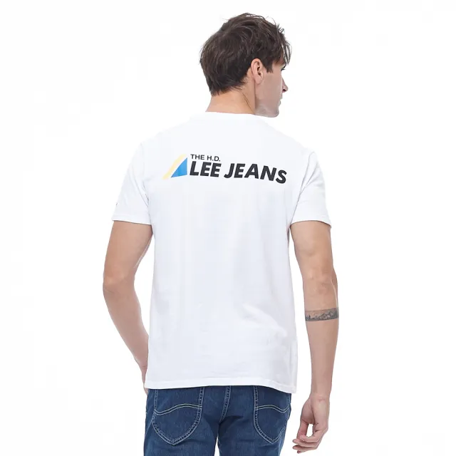 【Lee 官方旗艦】男裝 短袖T恤 / Lee Jeans背印花 亮白 標準版型(LL200136K14)