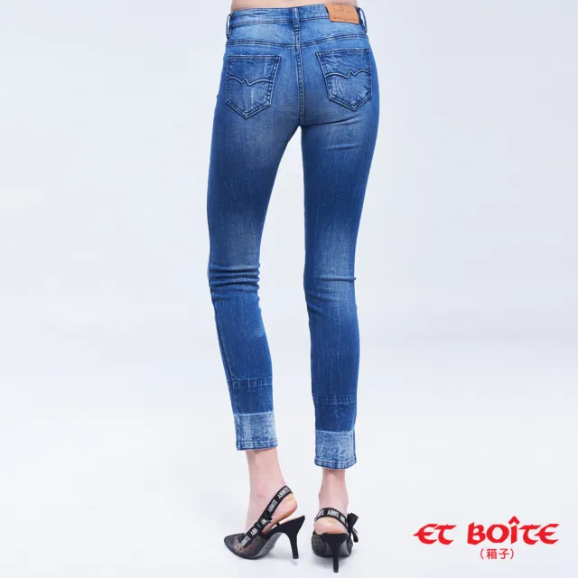 【BLUE WAY】女款 異色層次 高腰 窄直筒褲 牛仔褲-ET BOiTE 箱子