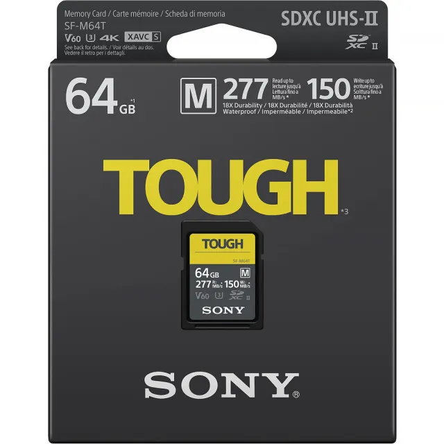 【SONY 索尼】SF-M64T SD SDXC 64G/GB 277MB/S TOUGH UHS-II 高速記憶卡(公司貨 C10 U3 V60 支援4K 錄影)