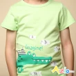 【Azio Kids 美國派】男童 上衣 小魚鱷魚印花純色短袖T恤(綠)