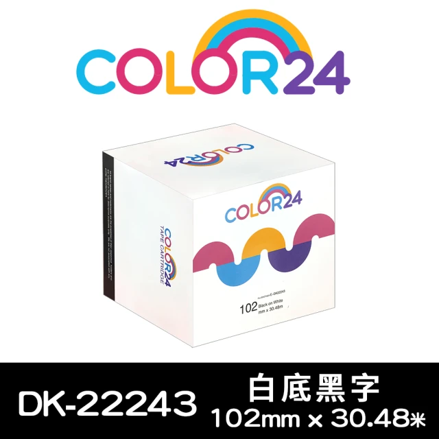 【Color24】for Brother DK-22243/DK22243  紙質白底黑字連續 副廠 相容標籤帶_寬度102mm(適用 QL-1050)