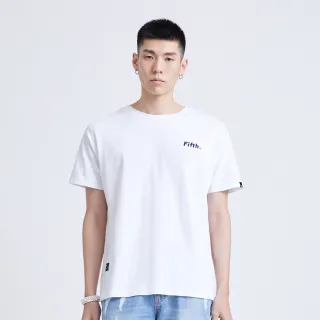 【5th STREET】男裝 短t 短袖 上衣 t恤 TEE logo 落肩 棉質 白色(570826)