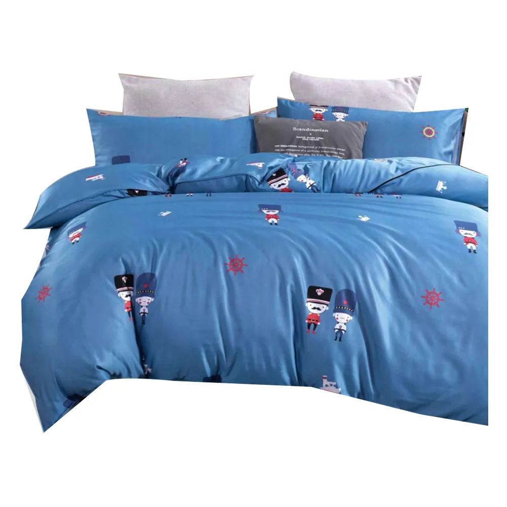 【AGAPE 亞加．貝】《英國藍》標準雙人 法式柔滑天絲四件式兩用被床包組(網路獨賣款/加高35公分)