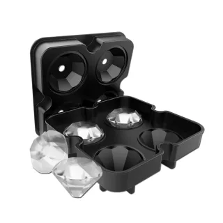【Time Leisure 品閒】鑽石造型食品級矽膠製冰盒/威士忌冰球盒 黑