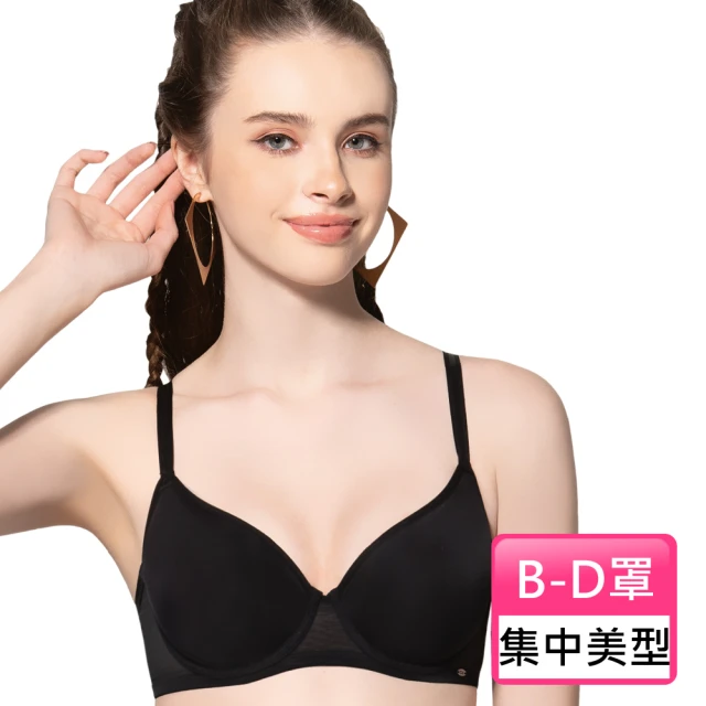 【Swear 思薇爾】Simple sexy系列B-D罩素面無痕模杯包覆女內衣(黑色)