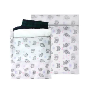【AXIS 艾克思】療癒貓方形細密網50x60cm洗衣袋(3入組) 
